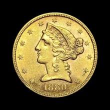 1880-S Gold $5 Liberty Head Half Eagle UNCIRCULATED
