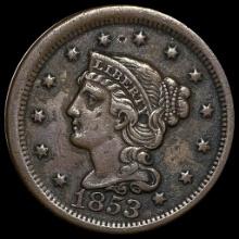 1853 Braided Hair Large Cent LIGHTLY CIRCULATED