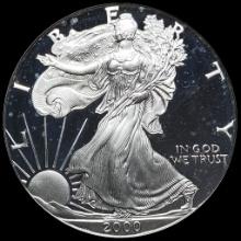 2000-P Silver American Eagle Proof $1 GEM PROOF