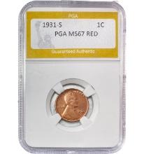 1931-S Lincoln Wheat Cent PGA MS67 RED