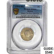 1954-Mo 5C Brass No Dot KM-426  MS64