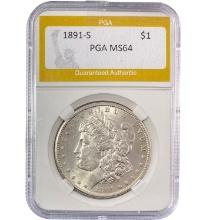 1891-S Morgan Silver Dollar PGA MS64