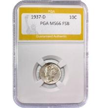 1937-D Mercury Dime PGA MS66 FSB