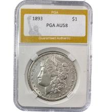 1893 Morgan Silver Dollar PGA AU58
