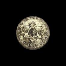 1852 Silver Three-Cent Piece LIGHTLY CIRCULATED