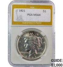 1921 Peace Silver Dollar PGA MS64