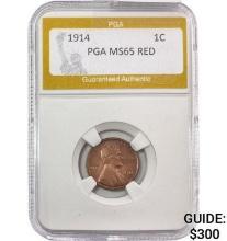 1914 Lincoln Wheat 1C PGA MS65 RED
