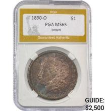 1890-O Morgan Silver Dollar PGA MS65 Toned