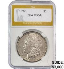 1892 Morgan Silver Dollar PGA MS64