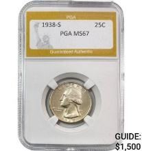 1938-S Washington Quarter PGA MS67