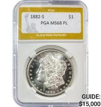 1882-S Morgan Silver Dollar PGA MS68 PL