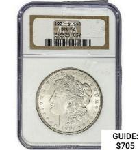 1921-S Morgan Silver Dollar  MS64