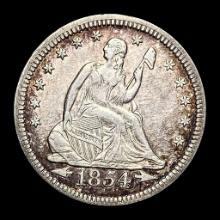1854 Silver Seated Liberty [Arrows] Quarter CHOICE AU