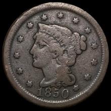 1850 Braided Hair Large Cent NICELY CIRCULATED