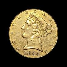 1894-S Liberty Head Half Eagle $5 Gold CLOSELY UNCIRCULATED