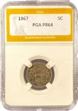 1867 Shield Nickel PGA PR64