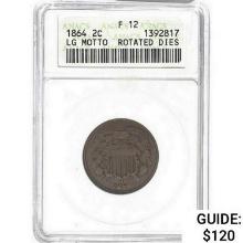 1864 Two Cent Piece ANACS F12