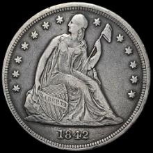 1842 Seated Liberty Silver Dollar CLOSELY UNCIRCULATED