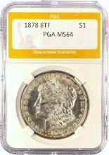 1878 8TF Morgan Dollar PGA MS64