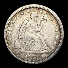 1858 Seated Liberty Silver Quarter LIGHTLY CIRCULATED