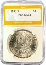 1891-S Morgan Silver Dollar PGA MS63