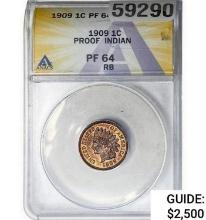1909 Indian Head Cent ANACS PF64 RB