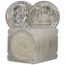 [20] Mixed Date Franklin Half Dollar Roll BU