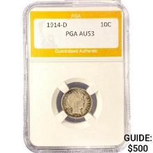 1914-D Barber Dime PGA AU53