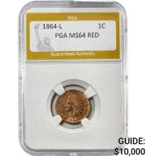 1864-L Indian Head 1C PGA MS64 RED