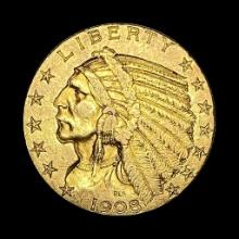 1908 Indian Head Half Eagle $5 Gold CLOSELY UNCIRCULATED