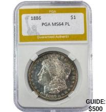 1886 Morgan Silver Dollar PGA MS64 PL