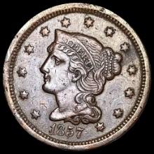 1857 Braided Hair Large Cent CLOSELY UNCIRCULATED