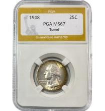 1948 25C Washington PGA MS67 Toned