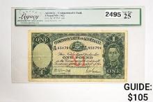 1942 Â£1 Australia Commonwealth Note LCG 25 FV