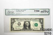 2001 $1 Federal Reserve Note-Cleveland LCG 66 PPQ