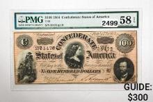 1864 $100 Confederate States of America PMG 58 EPQ
