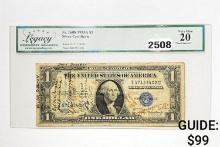 1935A $1 United States SIlver Certificate LCG 20 VF