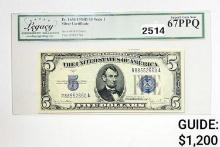 1934D $5 U.S. SIlver Certificate-Wide I LCG 67 PPQ