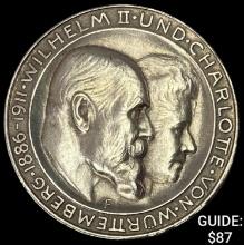 1911-F Wurttemberg Silver 3 Mark CHOICE AU