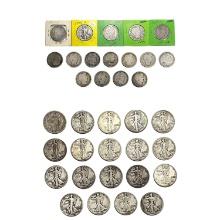1899-1947 Barber and Walking Lib Half Dollar Lot [35 Coins]