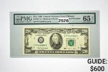 1990 $20 Federal Reserve Note-Chicago PMG 65 EPQ