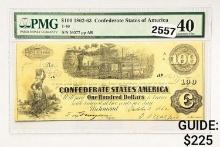 1862-63 $100 Confed. States of America Note PMG 40 EF