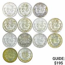 1920-1943 [13] Mexico Silver 20 Centavos CLOSELY UNCIRCULATED