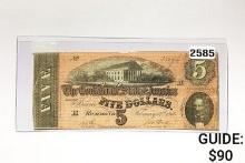 1864 $5 Confederate States of America Note
