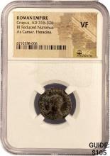 Roman Crispus, AD 316-326 BI Reduced Nummus NGC
