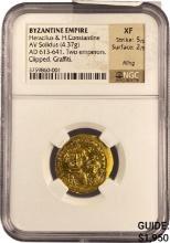 AD 613-641 Byzantine Gold Solidus NGC XF