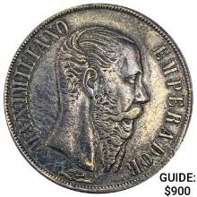 1866Mo Mexico Silver Peso Maximillian CLOSELY UNCIRCULATED