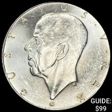 1938 Sweden Silver 2 Kroner UNCIRCULATED