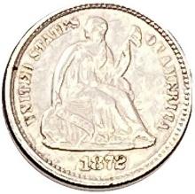 1872 Seated Liberty Half Dime AU