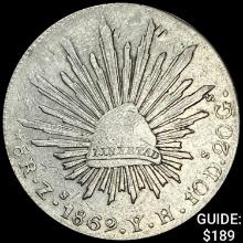 1869Zs YH Mexico Silver 8 Reales Cap&Rays NEARLY UNCIRCULATED